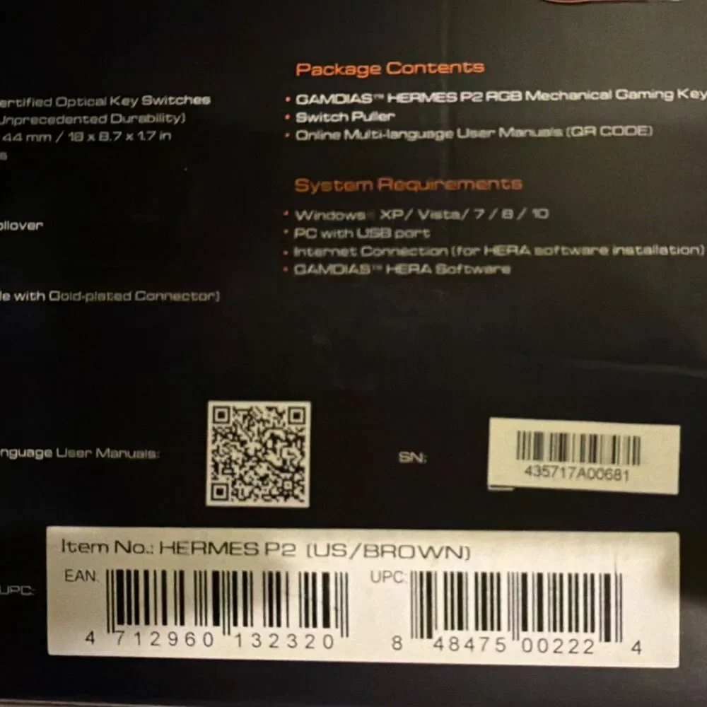 GAMDIAS Hermes P2 RGB Mechanical Gaming Keyboard Wired USB Programmable Black